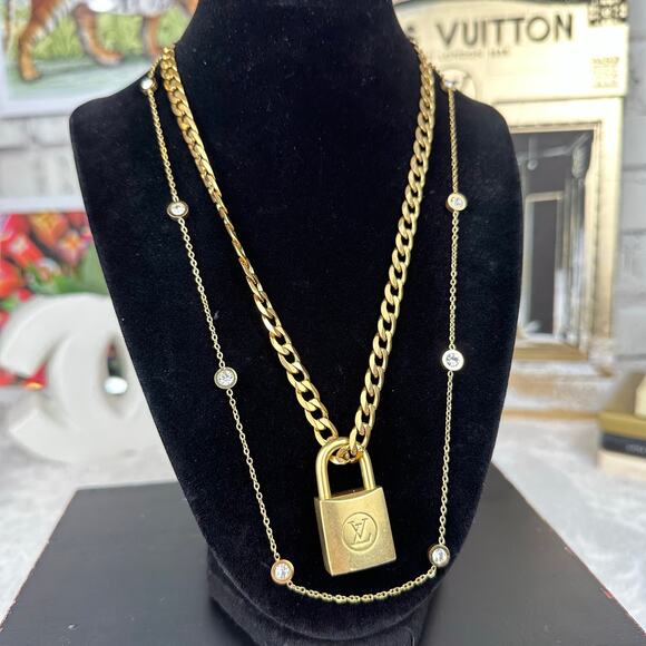 Louis Vuitton auth vintage Lock comes with chains for necklace Great Gift CUTE! - Picture 1 of 6